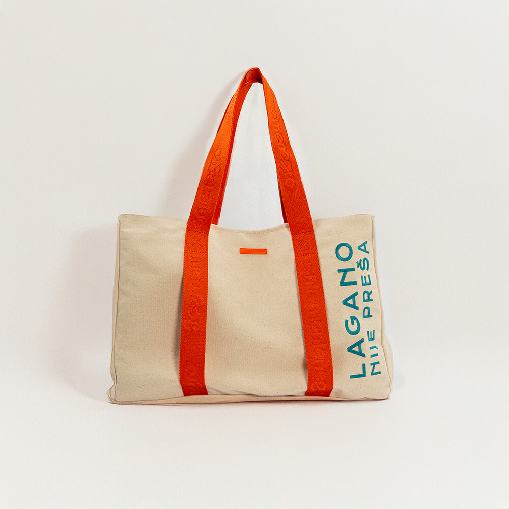 KENOVA? / LAGANO, NIJE PREŠA • Velika Platnena Torba • Narandžasta