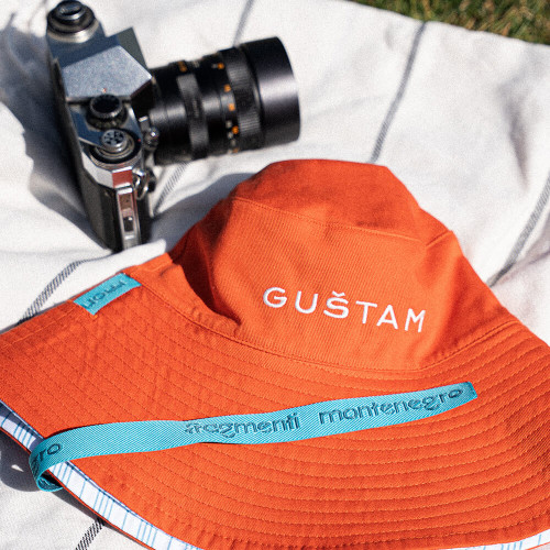 LAGANO / GUŠTAM • Jarko narandžasta x Pruge Dvostrani Šešir sa Širokim Obodom